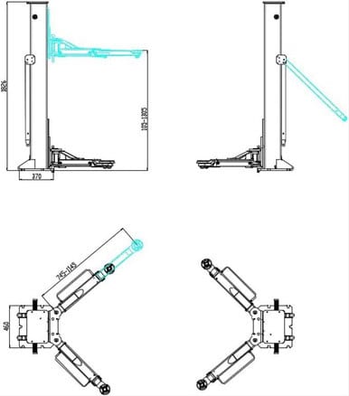PMRL-200 8000 Lbs Test Portable Two-Post Garage Lift 2 Post Lift Car Lift Auto Lift – image 6