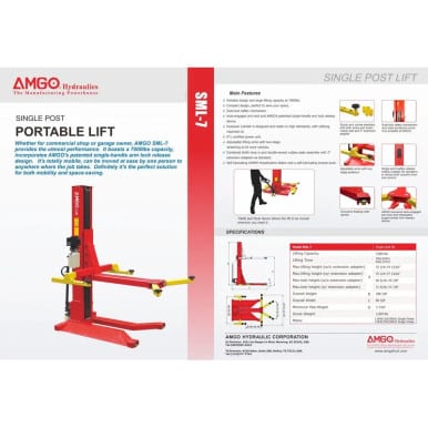 AMGO SML-7 7,000 lbs Single Post Lift – image 2