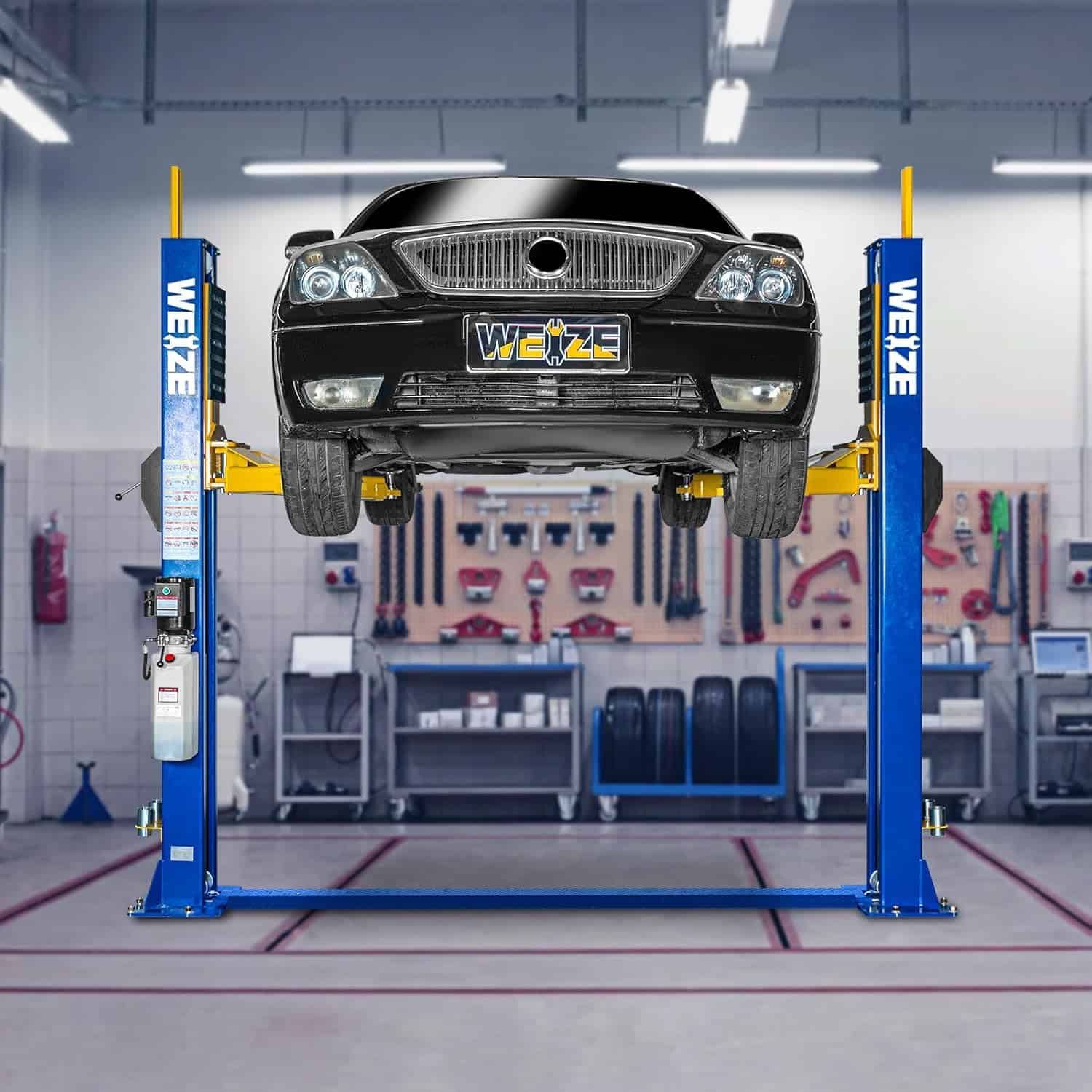 Weize 2 Post Automotive Car Lift, 12,000 lbs Capacity, 220V 4HP Powerful Motor with Single Point Lock Release for Repaire Shop – image 8