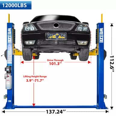 WEIZE PLA-1029 12,000lbs 2-Post Car Lift – Professional Garage Hoist – image 2
