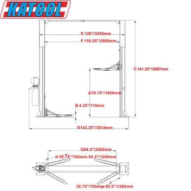 KATOOL KT-M110 11,000 LB 2-Post Auto Lift – image 5
