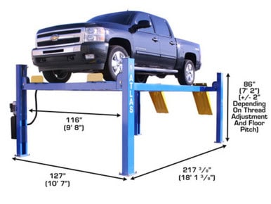 ATLAS 414 14,000 Lbs. Capacity Commercial Grade 4-Post Lift – image 1