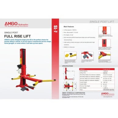 AMGO SL-7 7,000 lbs Single Post Lift – image 2