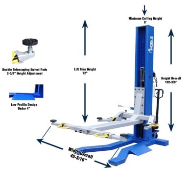 iDEAL MSC-6KLP 6,000 lb Mobile Single Column Lift – image 7