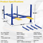 Weize 8500 lbs 4 Post Car Lift with Casters Kits Four Post Parking Lift 4-Post Portable Storage Service Home Parking Lift – image 3