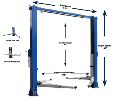 Ideal TP10KAC-DX 10,000 lb. ALI Certified 2-Post Bi-Symmetric Clear Floor Lift – image 3