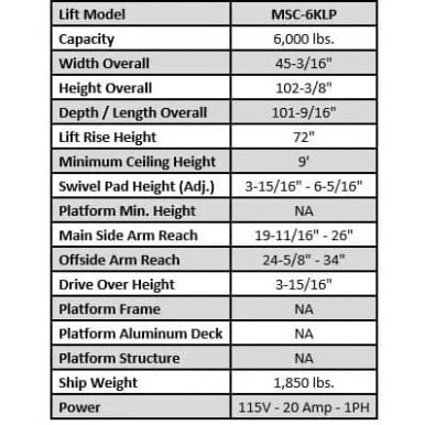 iDEAL MSC-6KLP 6,000 lb Mobile Single Column Lift – image 15